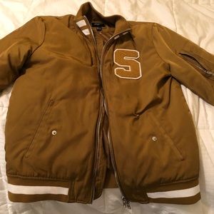 Forever 21 varsity jacket tan size large